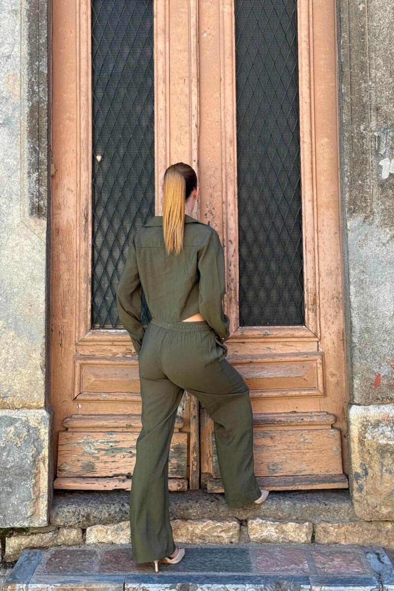 SET NJE NGJYRESH KEMISHE + PANTALLONA PER FEMRA NE NGJYRE JESHILE TE ERRET - 3