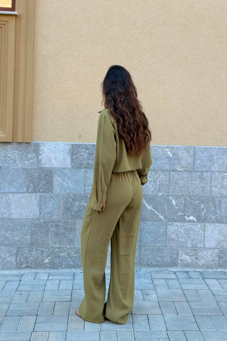 SET NJE NGJYRESH KEMISHE + PANTALLONA PER FEMRA NE NGJYRE JESHILE TE ZBARDHUR - 3