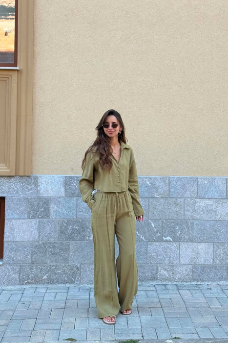SET NJE NGJYRESH KEMISHE + PANTALLONA PER FEMRA NE NGJYRE JESHILE TE ZBARDHUR - 5