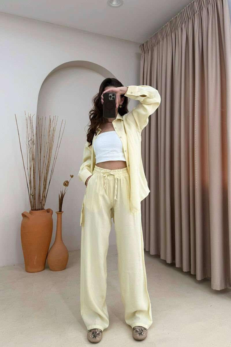 SET NJE NGJYRESH KEMISHE + PANTALLONA PER FEMRA NE NGJYRE LIMON - 2