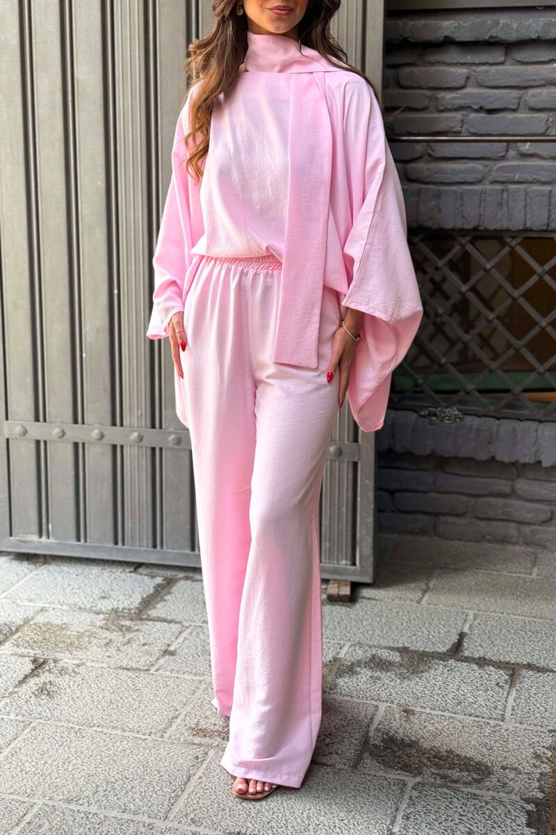 SET NJE NGJYRESH KEMISHE + PANTALLONA PER FEMRA NE NGJYRE ROZE - 4