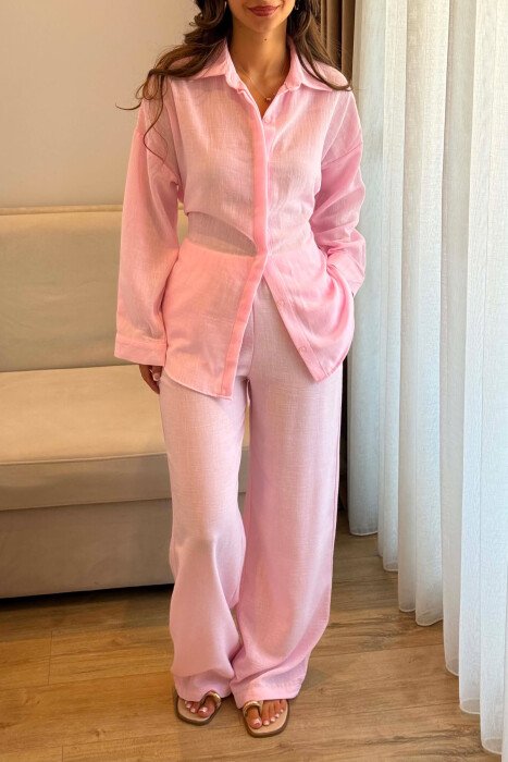SET NJE NGJYRESH KEMISHE + PANATLLONA PER FEMRA NE NGJYRE ROZE - 4