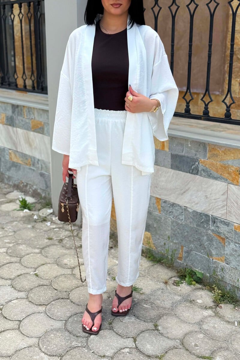 SET NJE NGJYRESH KEMISHE + PANTALLONA PER FEMRA NE NGJYRE TE BARDHE - 6