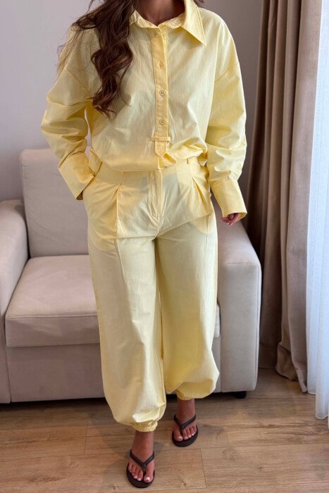 SET NJE NGJYRESH KEMISHE + PANTALLONA PER FEMRA NE NGJYRE TE VERDHE - 3
