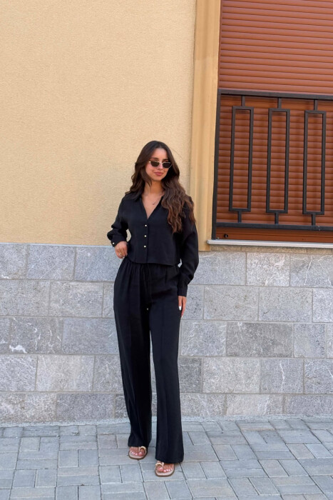SET NJE NGJYRESH KEMISHE + PANTALLONA PER FEMRA NE NGJYRE TE ZEZE - 2