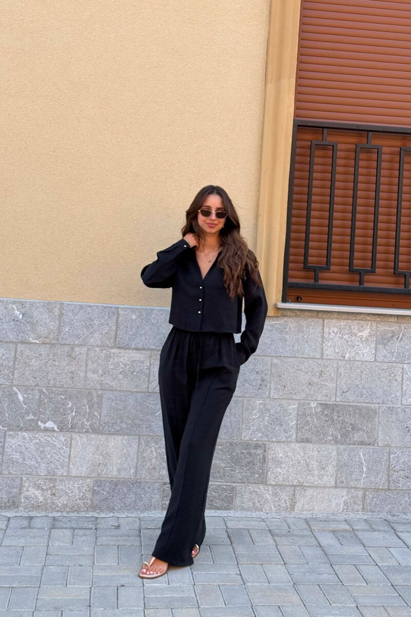 SET NJE NGJYRESH KEMISHE + PANTALLONA PER FEMRA NE NGJYRE TE ZEZE - 4
