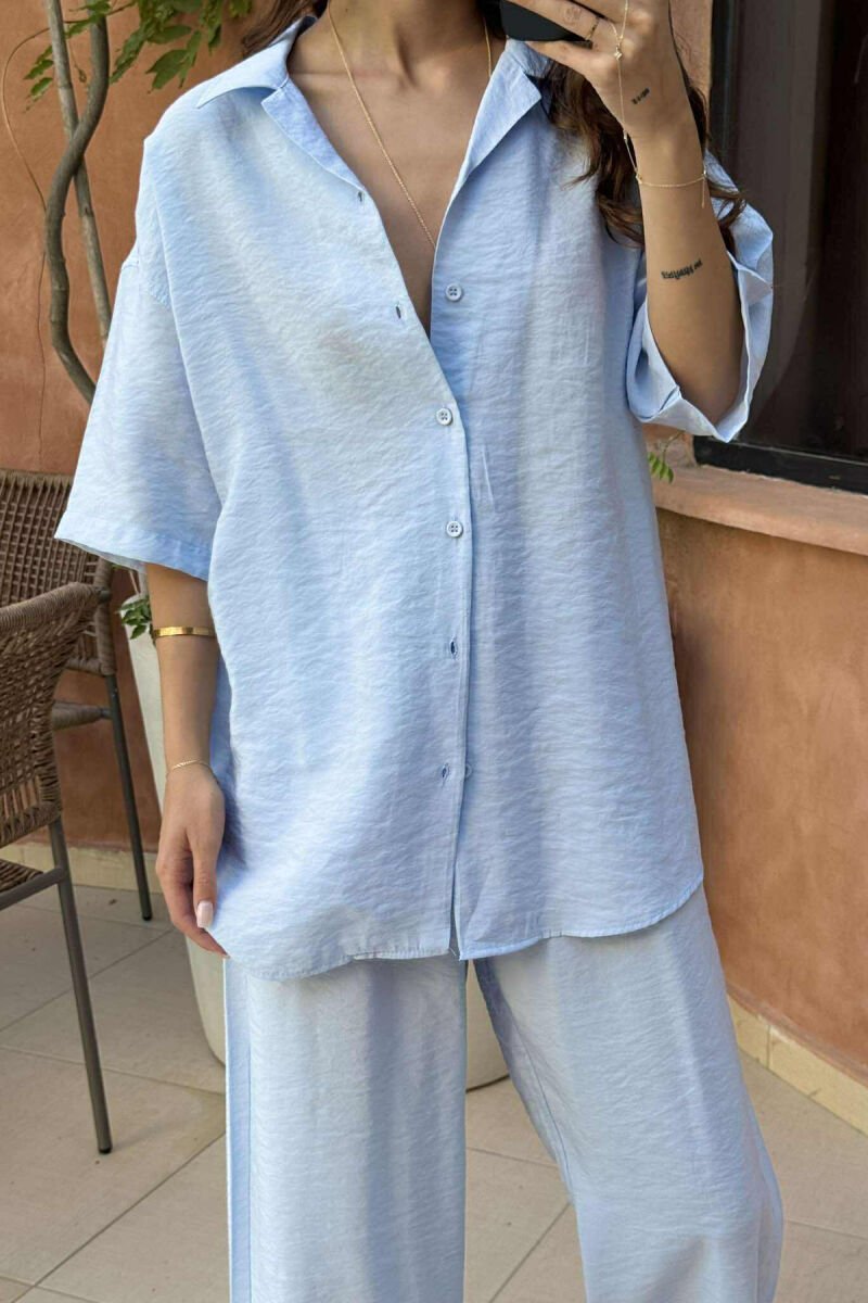 SET NJË NGJYRËSH KËMISHË+PANTALLONA PËR FEMRA NË NGJYRËN BABY BLUE - 2