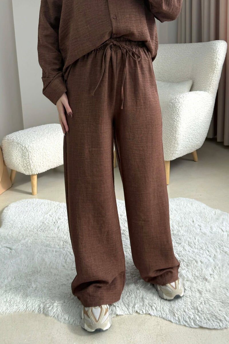 SET NJE NGJYRESH KEMISHE+PANTALLONA PER FEMRA NE NGJYRE KAFE - 5