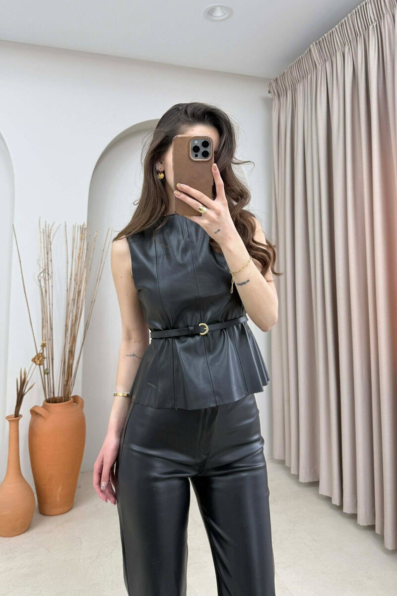 SET NJE NGJYRESH LEKURE JELEK+ + PANTALLONA PER FEMRA NE NGJYRE TE ZEZE - 2