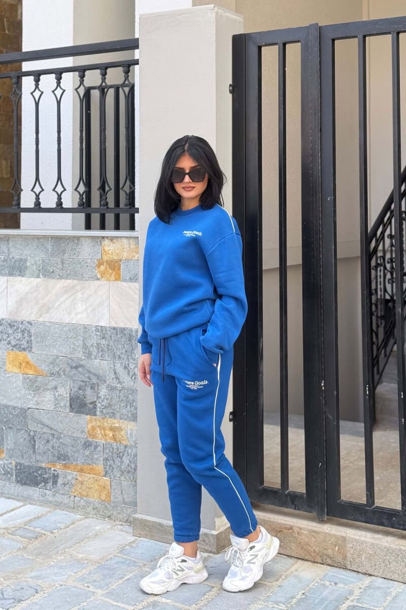 SET NJE NGJYRESH ME PUSH BLUZE ME SHKRIME + TUTA PER FEMRA NE NGJYRE BLU - 3