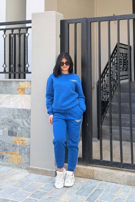 SET NJE NGJYRESH ME PUSH BLUZE ME SHKRIME + TUTA PER FEMRA NE NGJYRE BLU - 5