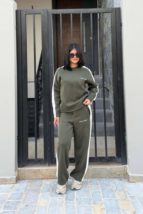 SET NJE NGJYRESH ME PUSH BLUZE ME SHKRIME TE VOGLA + TUTA PER FEMRA NE NGJYRE JESHILE - KLAUDIO FASHION