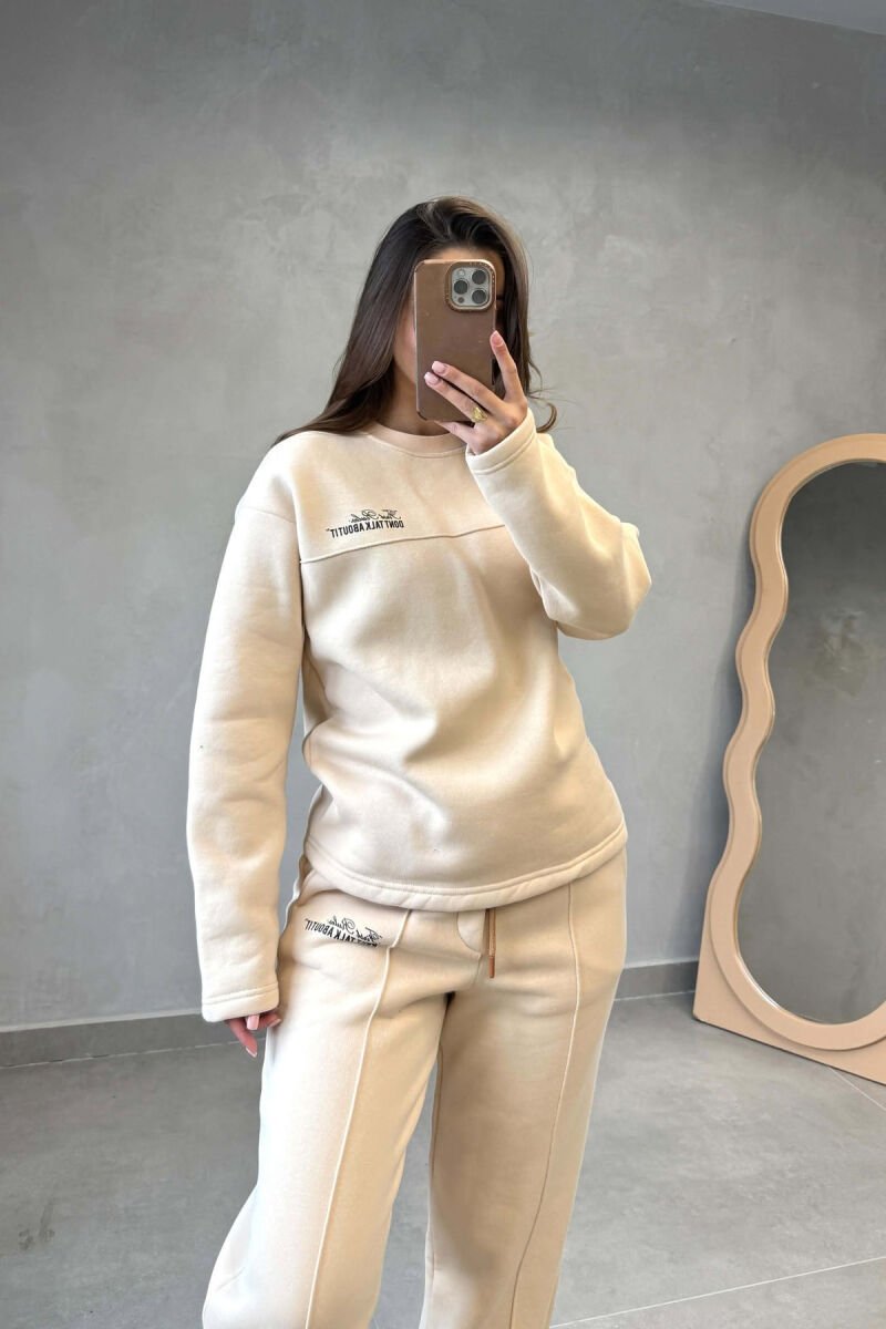 SET NJE NGJYRESH ME PUSH BLUZE + TUTA PER FEMRA NE NGJYRE BEZHE - 5
