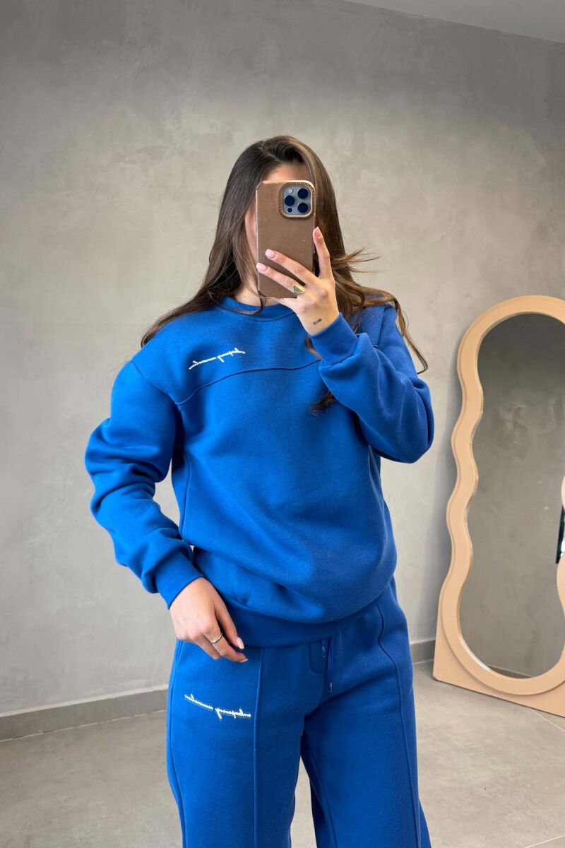SET NJE NGJYRESH ME PUSH BLUZE + TUTA PER FEMRA NE NGJYRE BLU - 4