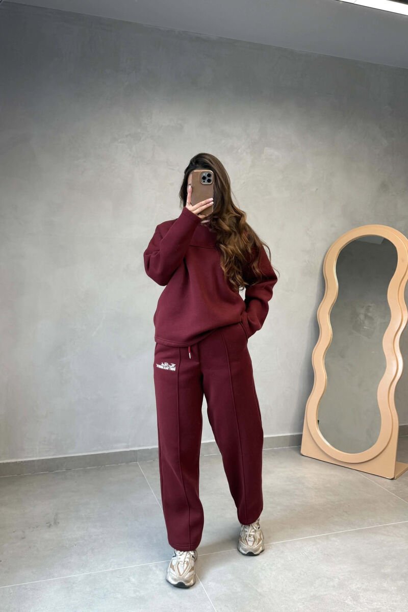 SET NJE NGJYRESH ME PUSH BLUZE + TUTA PER FEMRA NE NGJYRE VISHNJE - 1