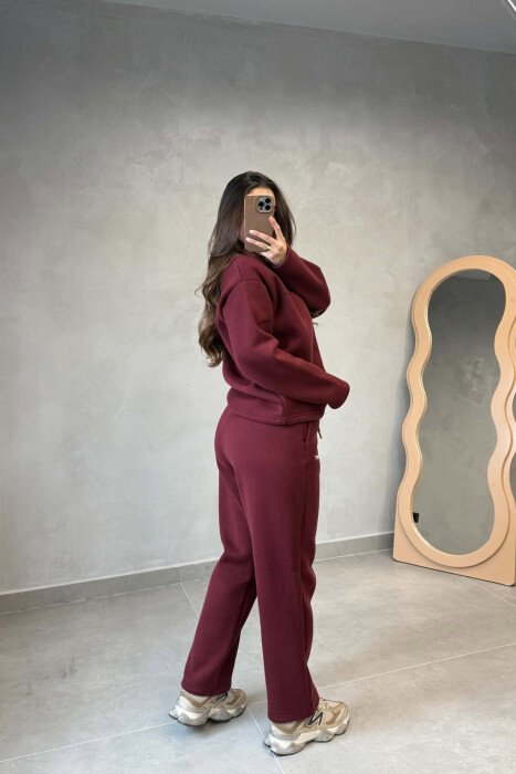 SET NJE NGJYRESH ME PUSH BLUZE + TUTA PER FEMRA NE NGJYRE VISHNJE - 2
