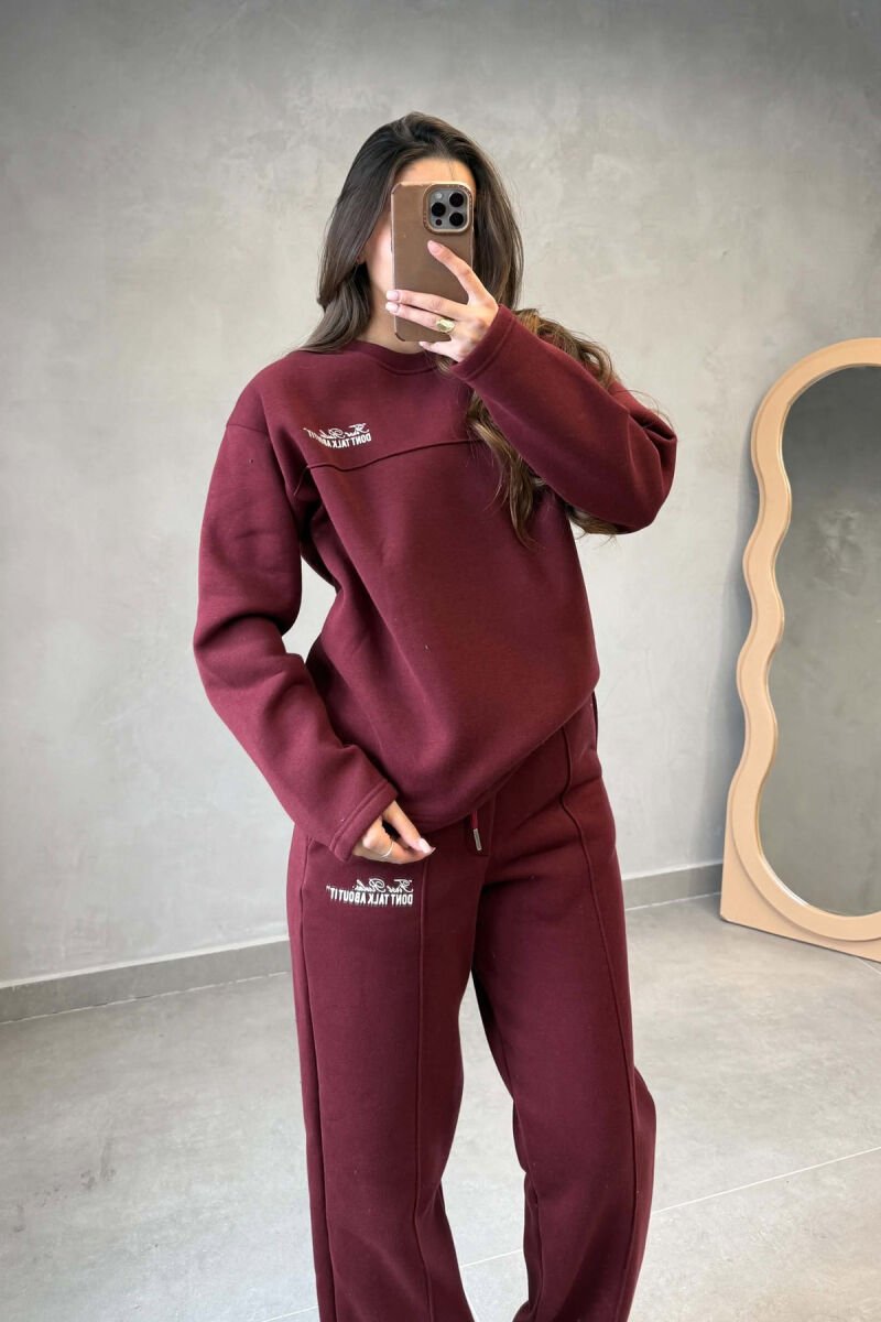 SET NJE NGJYRESH ME PUSH BLUZE + TUTA PER FEMRA NE NGJYRE VISHNJE - 3