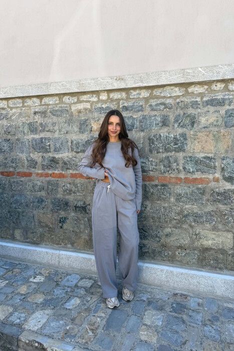 ONE COLOR SWEATSHIRT + SWEATPANTS WOMAN SET GREY/GRI - 3