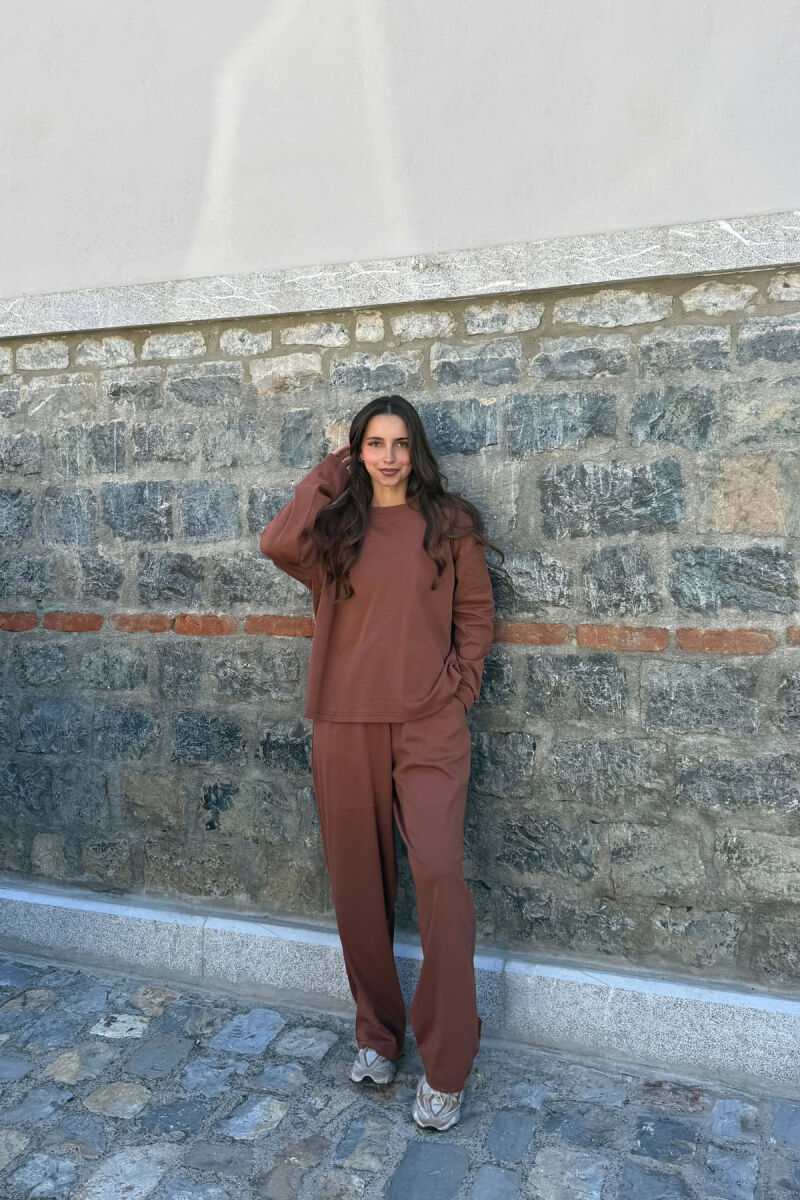 SET NJE NGJYRESH BLUZE+ TUTA PER FEMRA NE NGJYRE KAFE TE ZBARDHUR - 4