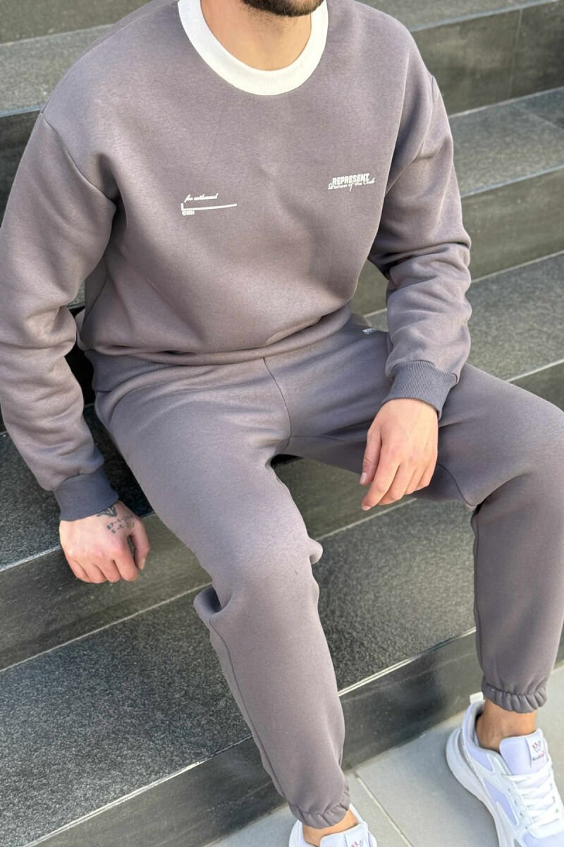 SET NJË NGJYRËSH ME PUSH BLUZË+TUTA PËR MESHKUJ NË NGJYRË GRI TË ERRËT - 4