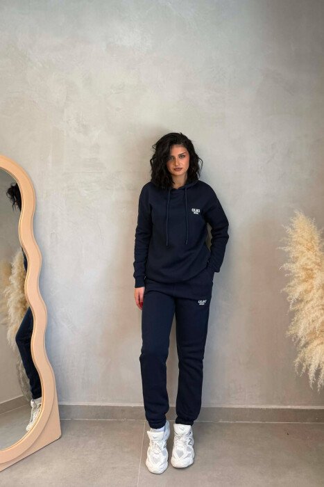 SET NJE NGJYRESH ME PUSH HOODIE + TUTA PER FEMRA NE NGJYRE BLU - KLAUDIO FASHION