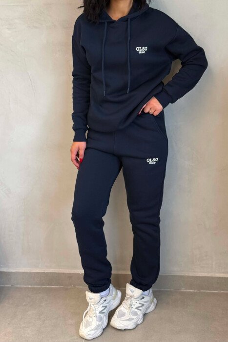 SET NJE NGJYRESH ME PUSH HOODIE + TUTA PER FEMRA NE NGJYRE BLU - 2