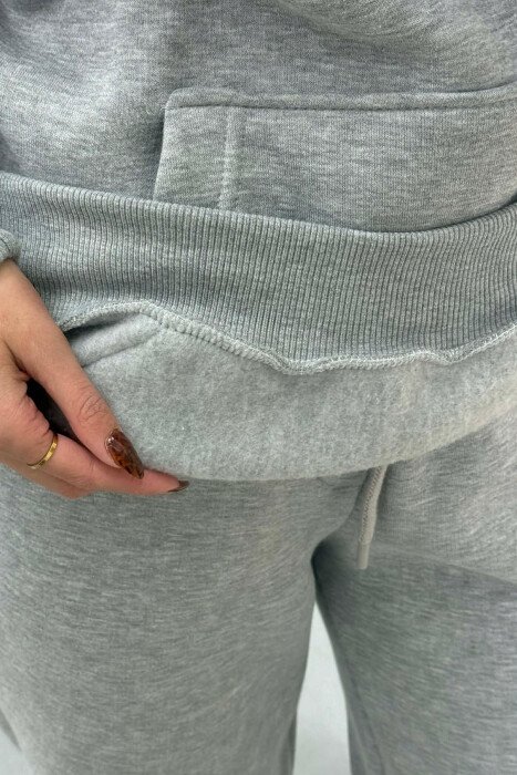 SET NJE NGJYRESH ME PUSH HOODIE+TUTA PER FEMRA NE NGJYRE GRI TE ZBARDHUR - 5