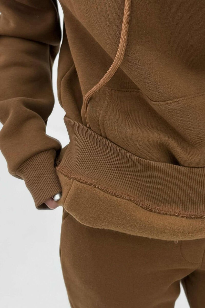 SET NJË NGJYRËSH ME PUSH HOODIE+TUTA PËR FEMRA NË NGJYRËN KAFE - 5