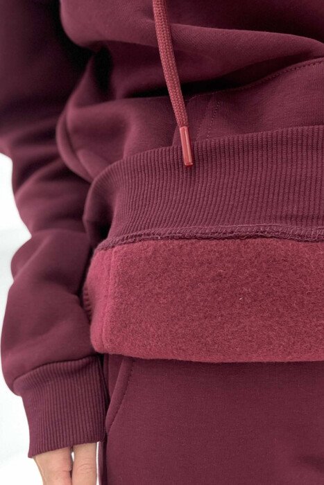 SET NJË NGJYRËSH ME PUSH HOODIE+TUTA PËR FEMRA NË NGJYRËN VISHNJË - 5