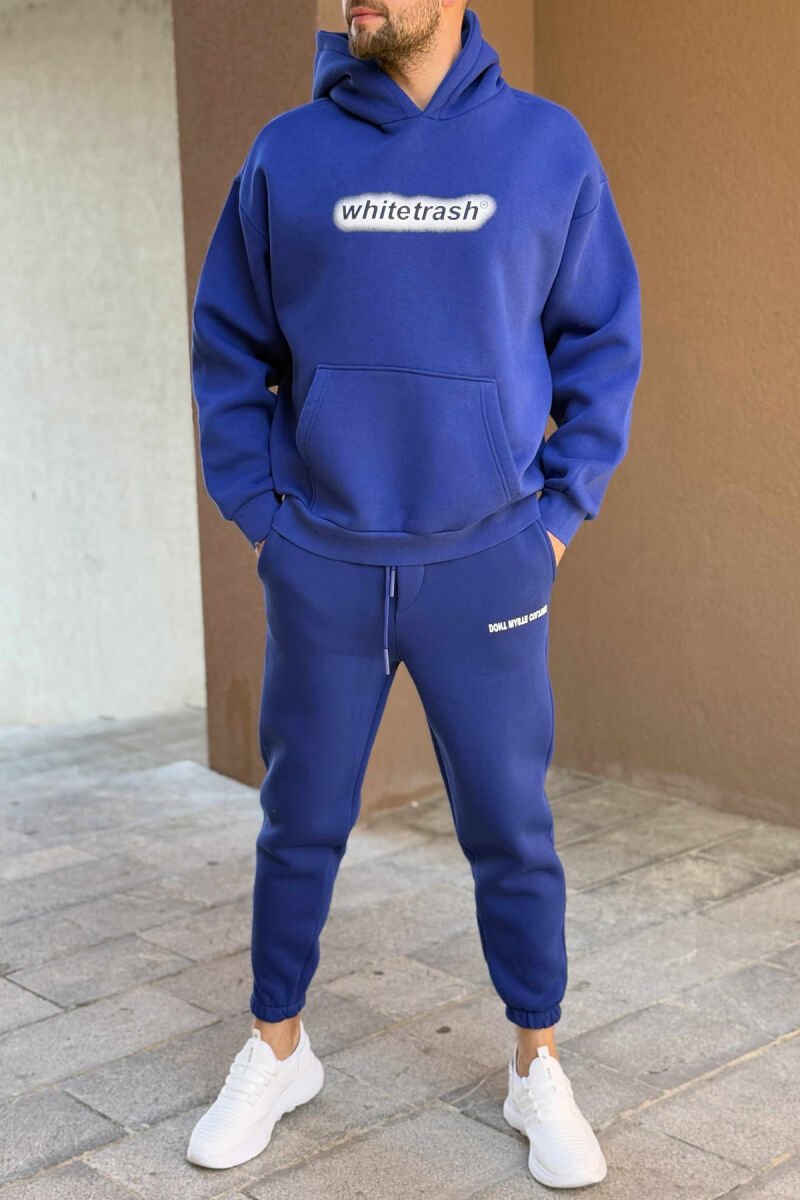 SET NJË NGJYRËSH ME PUSH HOODIE+TUTA PËR MESHKUJ NË NGJYRË BLU - 1