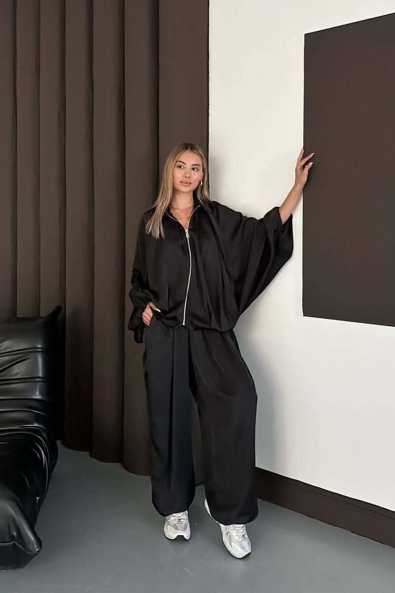SET NJE NGJYRESH ME SHKELQIM XHAKETE + PANTALONA TE GJERA PER FEMRA NE NGJYRE TE ZEZE - 6