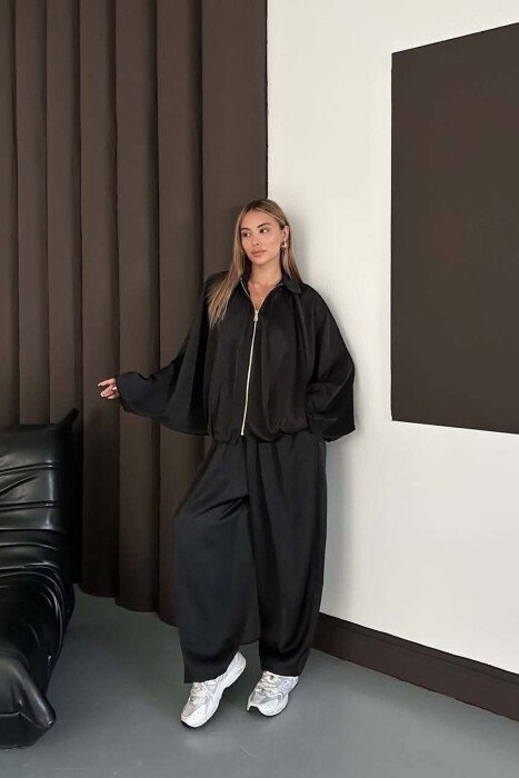 SET NJE NGJYRESH ME SHKELQIM XHAKETE + PANTALONA TE GJERA PER FEMRA NE NGJYRE TE ZEZE - 7