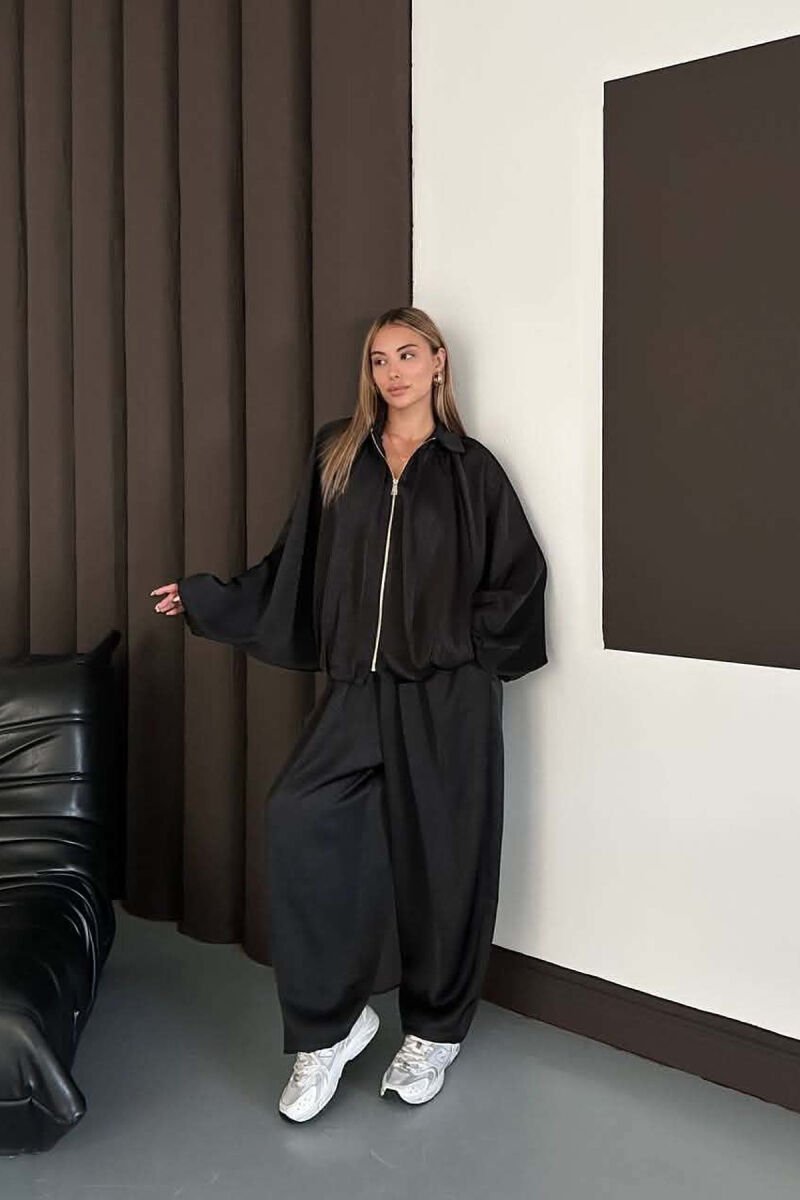 SET NJE NGJYRESH ME SHKELQIM XHAKETE + PANTALONA TE GJERA PER FEMRA NE NGJYRE TE ZEZE - 7