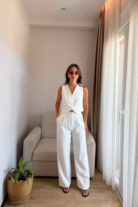 SET NJE NGJYRESH ME VIJA JELEK + PANTALLONA PER FEMRA NE NGJYRE TE BRADHE - KLAUDIO FASHION