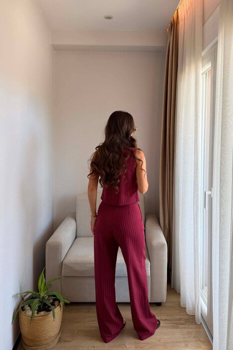 SET NJE NGJYRESH ME VIJA JELEK + PANTALLONA PER FEMRA NE NGJYRE VISHNJE - 3