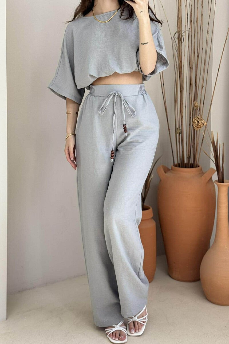 SET NJË NGJYRËSH CROP+PANTALLONA PËR FEMRA NË NGJYRË GRI - 3