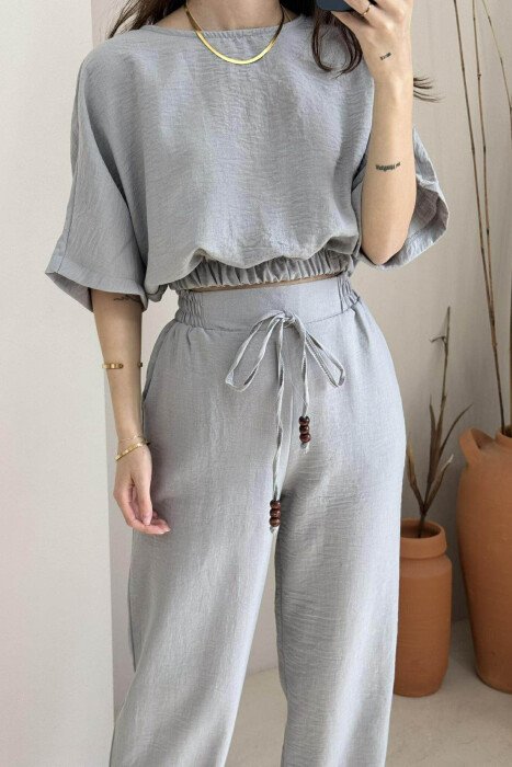 SET NJË NGJYRËSH CROP+PANTALLONA PËR FEMRA NË NGJYRË GRI - 4