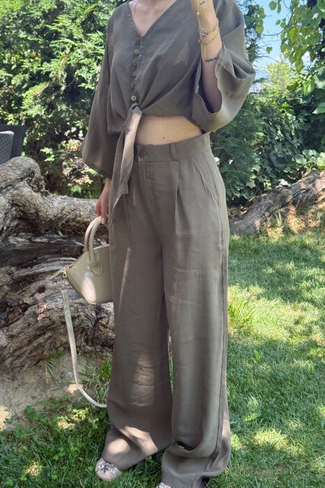 SET NJË NGJYRËSH CROP+PANTALLONA PËR FEMRA NË NGJYRËN JESHILE - 4