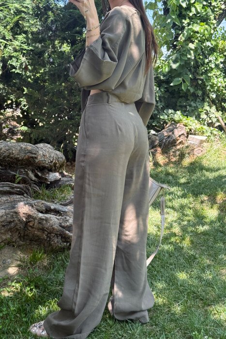 SET NJË NGJYRËSH CROP+PANTALLONA PËR FEMRA NË NGJYRËN JESHILE - 5
