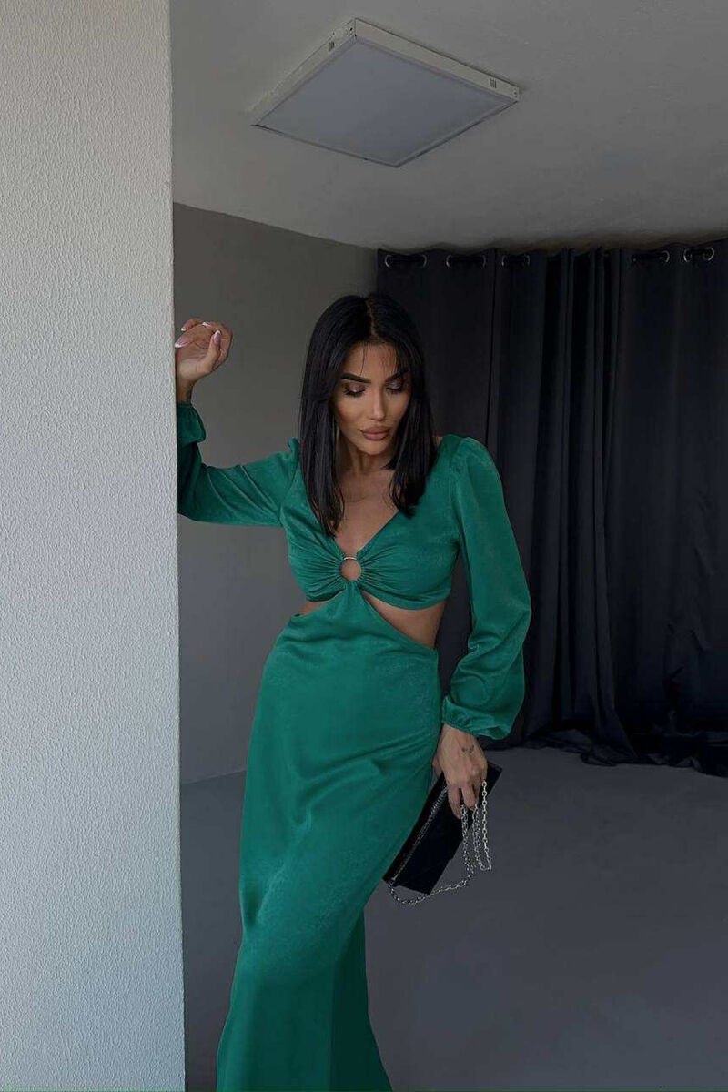 SET NJË NGJYRËSH CROP TOP+FUND PËR FEMRA NË NGJYRË JESHILE - 3