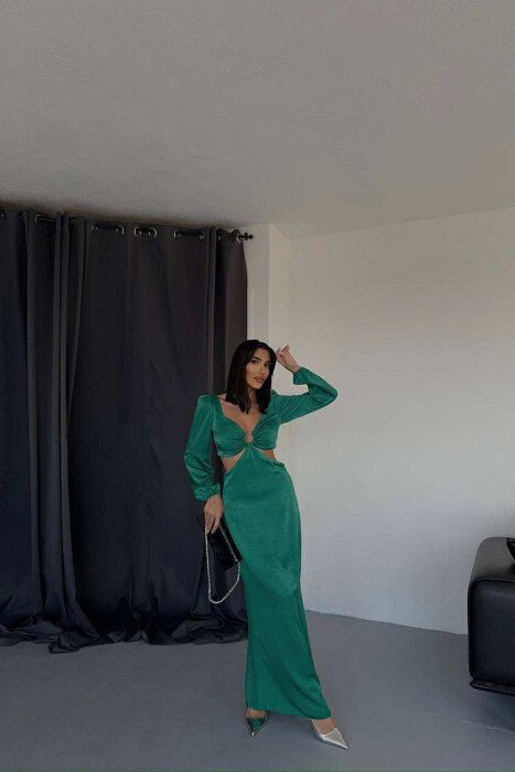 SET NJË NGJYRËSH CROP TOP+FUND PËR FEMRA NË NGJYRË JESHILE - 4