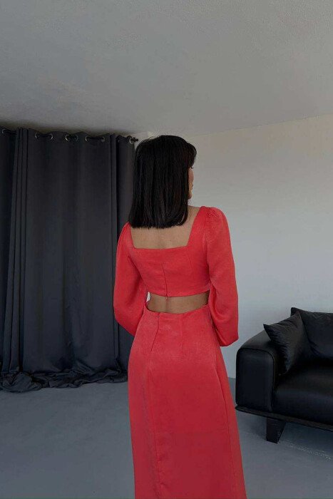 SET NJË NGJYRËSH CROP TOP+FUND PËR FEMRA NË NGJYRË PORTOKALLI - 3