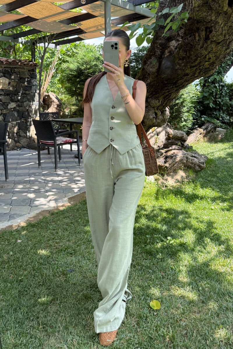SET NJË NGJYRËSH JELEK +PANTALLONA PËR FEMRA NË NGJYRËN MENTE - 2