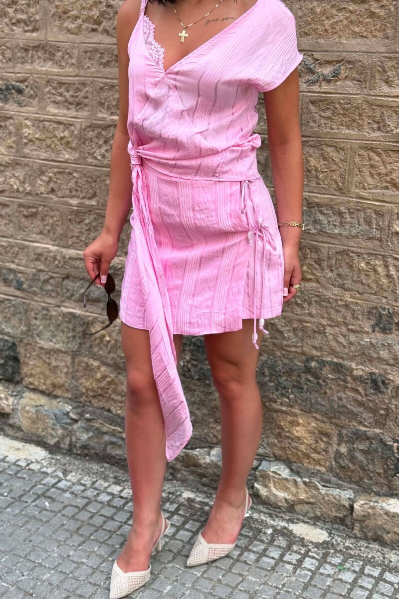 SET NJË NGJYRËSH KANATJERE+FUND-PANTALLON PËR FEMRA NË NGJYRË BABY PINK - 2
