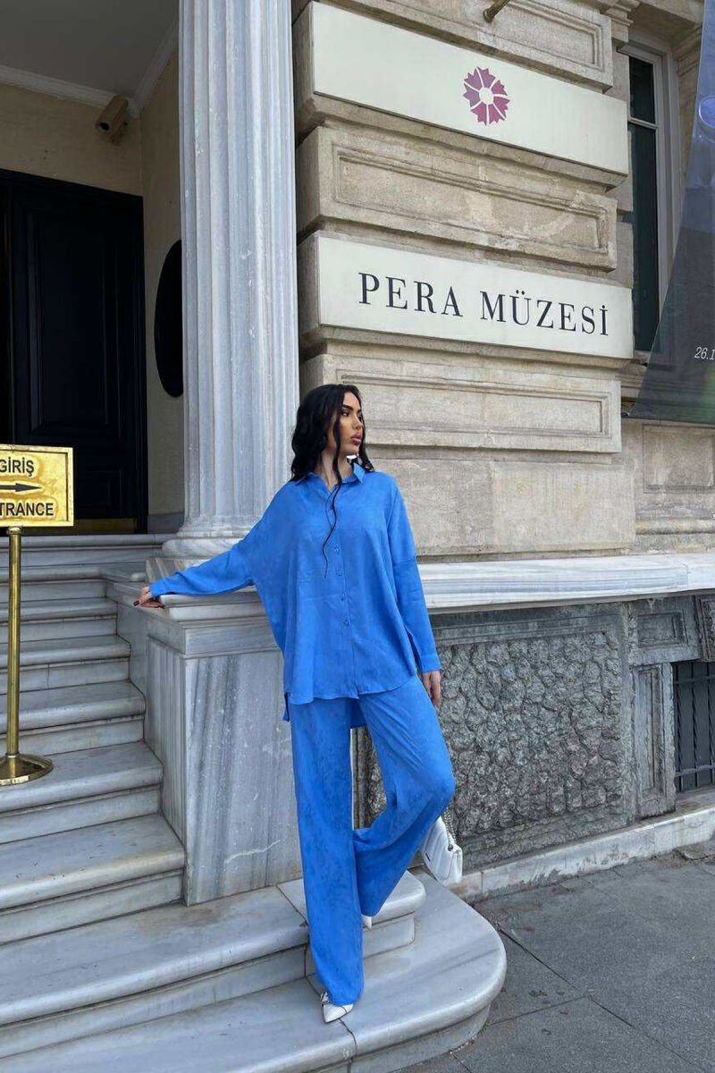 SET NJË NGJYRËSH KËMISHË+PANTALLONA PËR FEMRA NË NGJYRË BLU E ZBARDHUR - 1