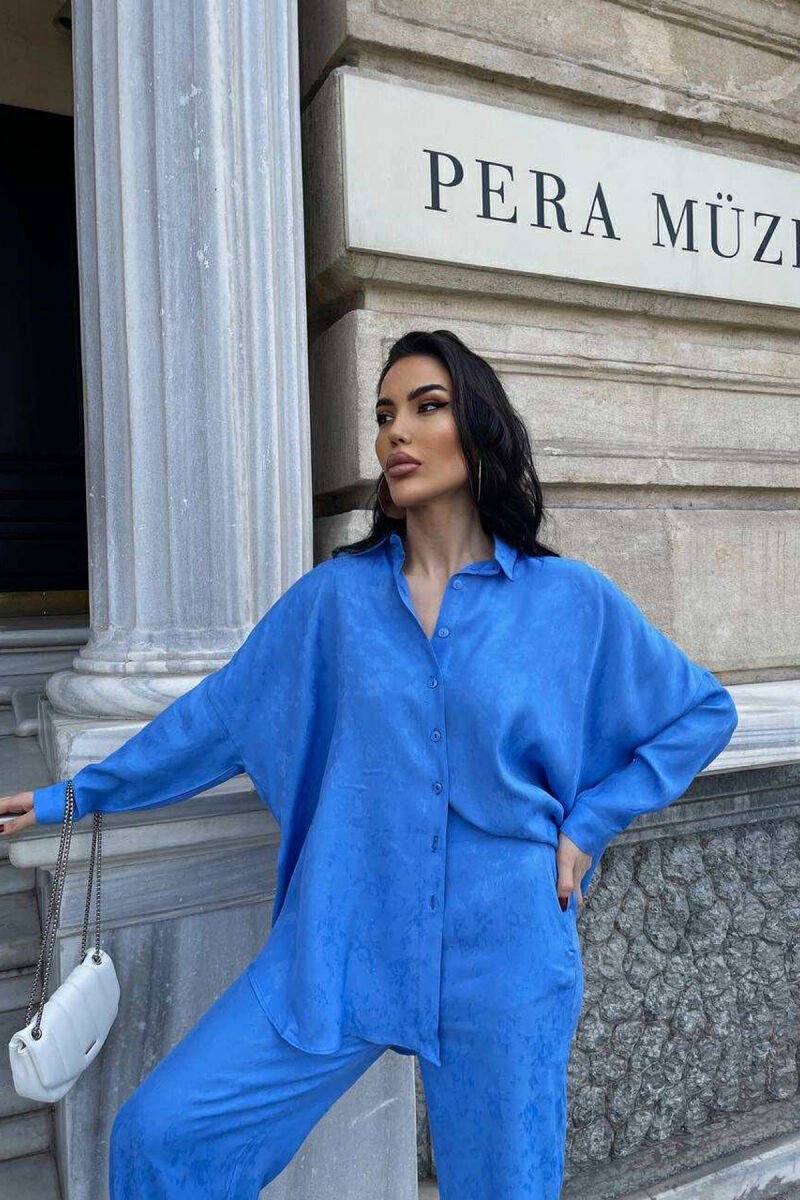 SET NJË NGJYRËSH KËMISHË+PANTALLONA PËR FEMRA NË NGJYRË BLU E ZBARDHUR - 3