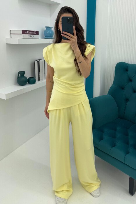 SET NJË NGJYRËSH KËMISHË+PANTALLONA PËR FEMRA NË NGJYRËN E VERDHË - 5
