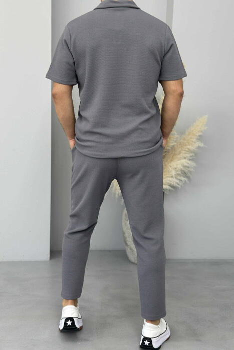 SET NJË NGJYRËSH T-SHIRT+PANTALLONA PËR MESHKUJ NË NGJYRËN GRI - 3