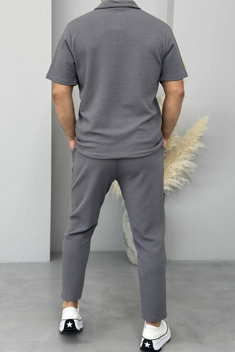 SET NJË NGJYRËSH T-SHIRT+PANTALLONA PËR MESHKUJ NË NGJYRËN GRI - 3
