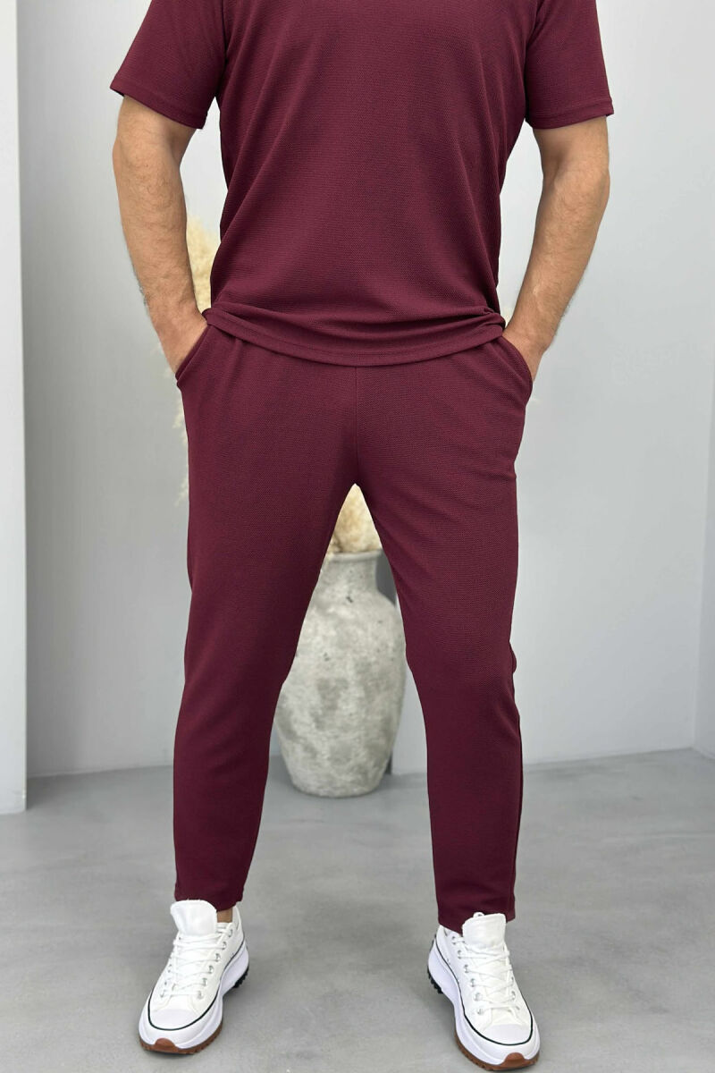 SET NJË NGJYRËSH T-SHIRT+PANTALLONA PËR MESHKUJ NË NGJYRËN VISHNJË - 2